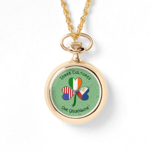 Montre Drapeaux américains irlandais philippins Shamrock