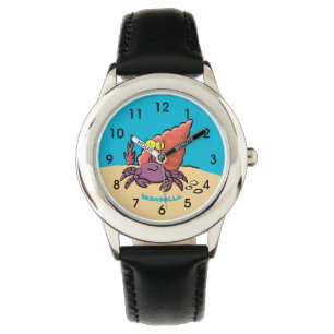 Montre Drôle mignon caricature pourpre crabe ermite