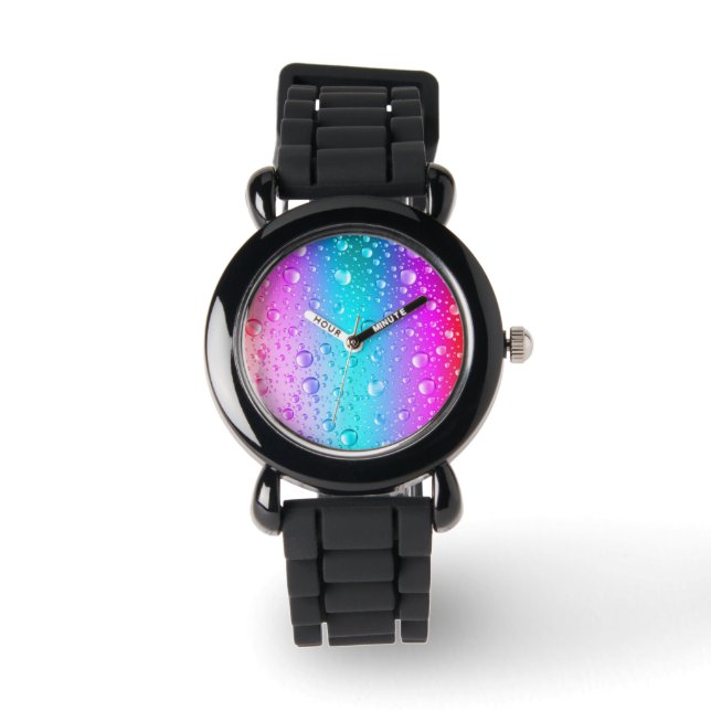 Montre Droplets d'eau rose et bleu d'Aqua (Recto)
