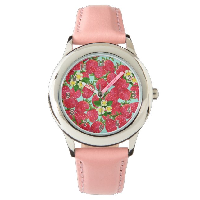 Montre e-Watch fille fraise (devant)