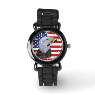 Montre Eagle patriotique et drapeau des Etats-Unis