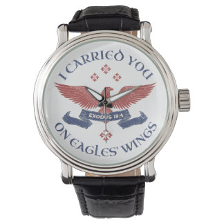 Montre Eagle's Wings Scripture Exodus 19:4 Red/Blue