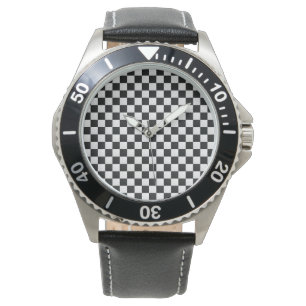 Montre Échecs d'impression de crocodile noir et blanc