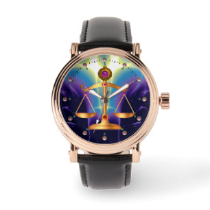 MONTRE ÉCHELLES D'OR DE LA LOI AVEC PIERRES GEM, SYMBOLE