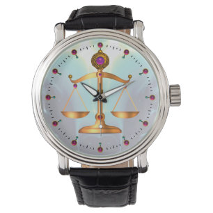 MONTRE ÉCHELLES D'OR DE LA LOI AVEC PIERRES GEM, SYMBOLE