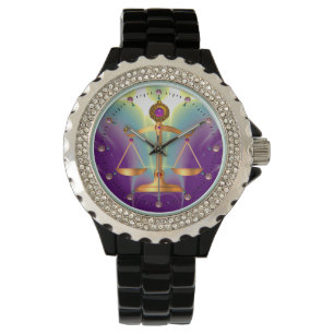 MONTRE ÉCHELLES D'OR DE LA LOI AVEC PIERRES GEM, SYMBOLE