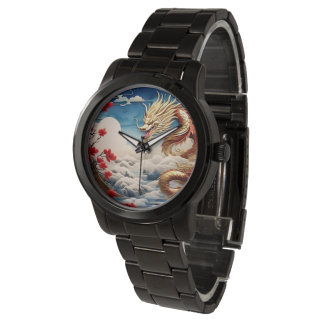 Montre Échelles rouge bleu et or (Incliné)