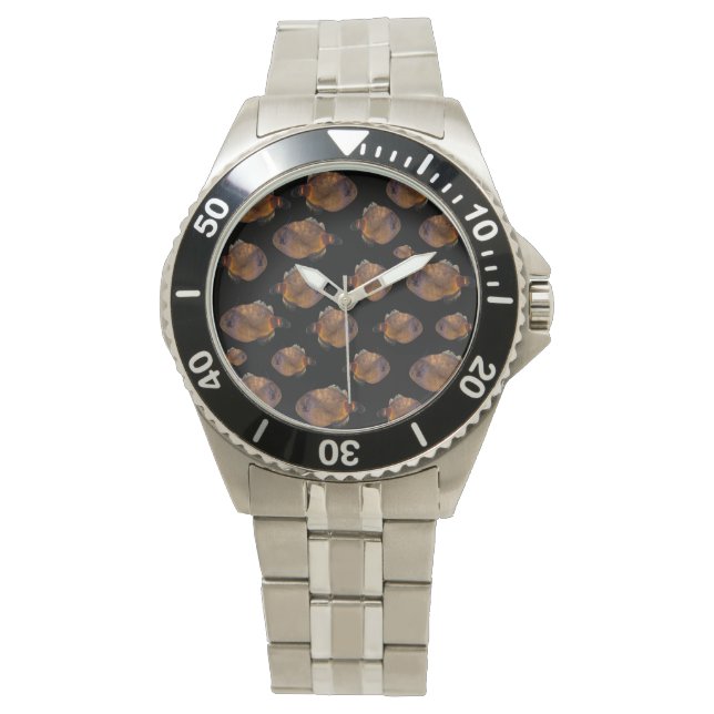 Montre École De Poisson Veste En Cuir, Mens Wristwatch (devant)