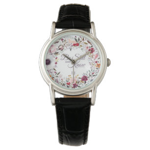 Montre Écriture de monogramme floral d'aquarelle