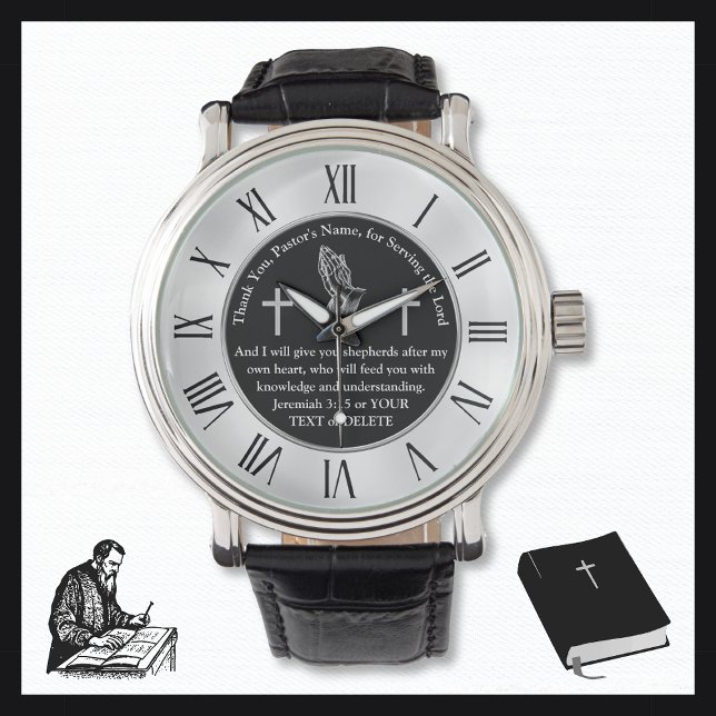 Montre Ecriture personnalisée Idées cadeaux pour les past (Pastor Ordination Gifts. Scripture gift ideas. Gifts for Pastors. Pastor anniversary gift ideas.)