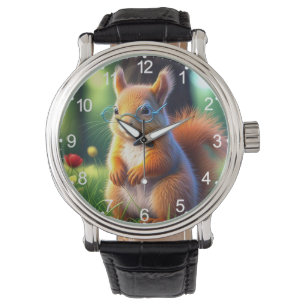 Montre Écureuil Brun Assis Sur Gazon-43543