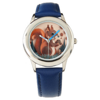 Montre Écureuil d'art en papier tenant une noix 3D