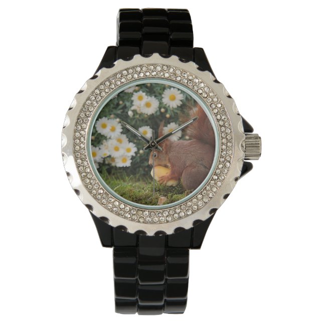 Montre Écureuil roux et fleurs (devant)