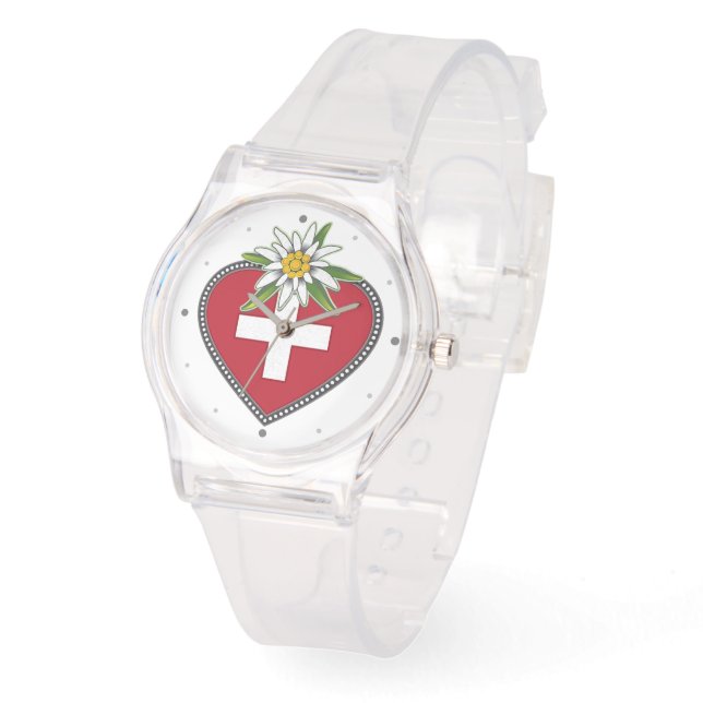 Montre Edelweiss Heart Swiss Flag Watch (Angle)