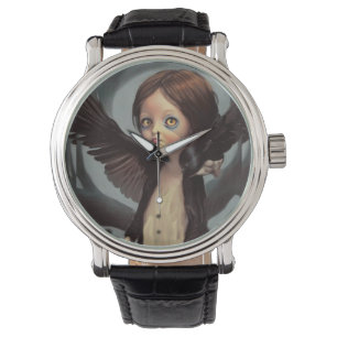 Montre Edwin gothique corbeau noir grunge