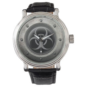 Montre Effet industriel gris et noir d'acier de Biohazard