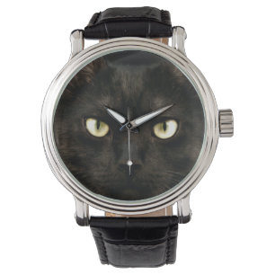 Montre Éffrayant visage de chat noir