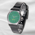 Montre électronique de Mat Coupe Verte de Quilter<br><div class="desc">Voici un cadeau pour une courtepointe,  un artisan ou une couturière qui lui est entièrement unique par vous. Son design facial est une réplique miniature de la grille de taille verte classique avec des accents noirs et jaunes et de la pièce pour la personnaliser avec son nom.</div>