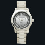 Montre Élégant 10e anniversaire d'argent et de diamants<br><div class="desc">Une élégance opulente encadre ce design mariage d'anniversaire dans un design diamant à échalotes unique avec le diamant à goutte de teardrop central avec des étincelles imbriquées. Design original par Holiday Hearts Designs (tous droits réservés). Si vous avez besoin d'aide pour customiser à vos besoins uniques, envoyez-nous un courriel à...</div>