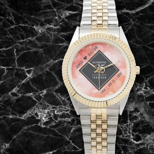 Montre Élégant 35e anniversaire de Mariage corallien