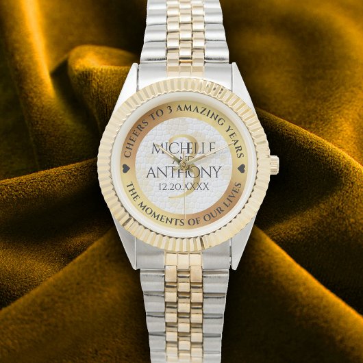 Montre Élégant 3ème anniversaire de Mariage en cuir