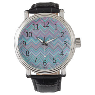 Montre Élégant Abstrait Pastel Chevron Motif 