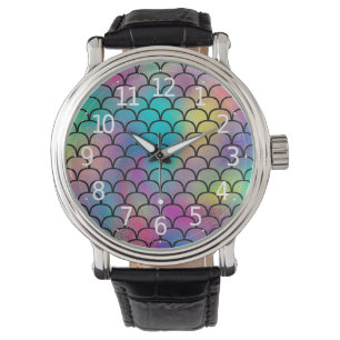 Montre Élégant Abstrait Rainbow Scales Motif  