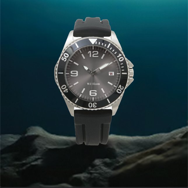 Montre Élégant argent monogrammé brossé métal (Créateur téléchargé)