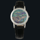Montre Elégant Art Joli Bleu Métallisé Fleurs<br><div class="desc">Art métallisé élégant et élégant avec fleurs bleues. Un look de verre tendu.</div>