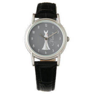 Montre Elégant blanc sur gris - Design simple et élégant