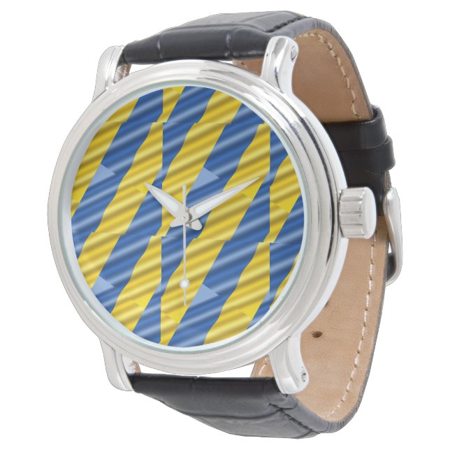 Montre Elégant bleu et jaune Paix Ukraine Inspirations (Incliné)