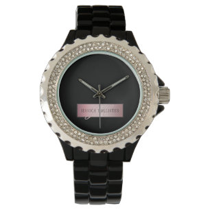 Montre Elégant Blush Faux Rose Gold Nom et initiales