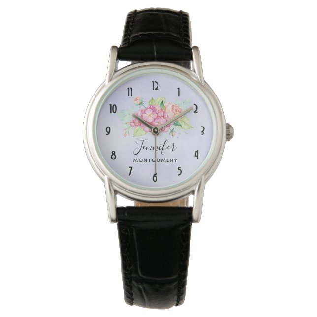 Montre Elégant Bouquet de fleurs rose (devant)