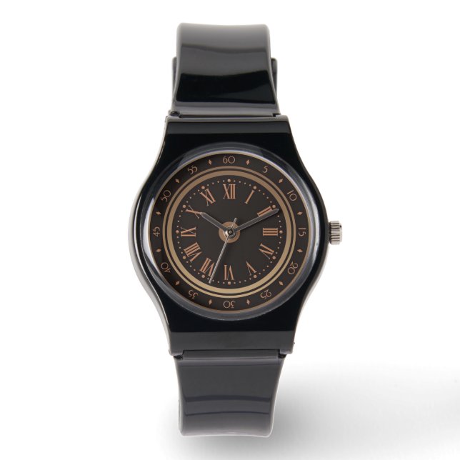Montre Élégant bracelet Silicone noir (Recto)