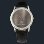 Montre Élégant bronze monogramme Brown brossé métal<br><div class="desc">Monographie de bronze Brown brossé  Elégant Personnalisé.</div>