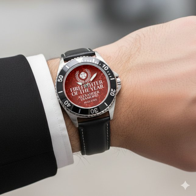 Montre Elegant Firefighter of the Year Red Marble (Elegant Firefighter of the Year Red Marble Wristwatch Cover Photo)