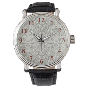 Montre élégant formel brocart de dentelle en damas blanc
