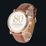 Montre Elégant Gold 80th & Legendary Birthday<br><div class="desc">Elégante Gold 80th & Legendary Birthday watch. Célébrez une étape vraiment légendaire avec cette élégante montre de 80e anniversaire. Ce design est parfait pour honorer un être cher lors de sa journée spéciale. La disposition intemporelle et la finition faux métallique lui confèrent un look haut de gamme tout en le...</div>