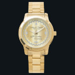 Montre Elegant Gold Diamonds 50th Wedding Anniversary<br><div class="desc">Une élégance opulente encadre ce design mariage d'anniversaire dans un design diamant à échalotes unique avec un diamant à goutte centrale avec des étincelles imbriquées sur un dégradé de couleur or. Veuillez noter que tous les embellissements sont imprimés et ne sont faits que pour apparaître le plus réel possible dans...</div>