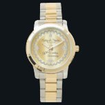 Montre Elegant Gold Diamonds 50th Wedding Anniversary<br><div class="desc">Une élégance opulente encadre ce design mariage d'anniversaire dans un design diamant à échalotes unique avec un diamant à goutte centrale avec des étincelles imbriquées sur un dégradé de couleur or. Veuillez noter que tous les embellissements sont imprimés et ne sont faits que pour apparaître le plus réel possible dans...</div>