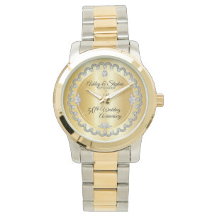Montre Elegant Gold Diamonds 50th Wedding Anniversary
