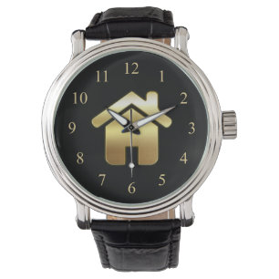 Montre Elegant Gold House Symbole Real Estate Design