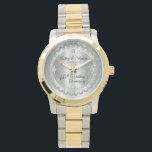 Montre Élégant jubilé de diamant 60e anniversaire de Mari<br><div class="desc">Une élégance opulente encadre ce 60e anniversaire mariage dans un design diamant à coquilles Saint-Jacques unique avec un diamant central en goutte de fer avec des éclats faux ajoutés sur un dégradé de couleur argentée. Design original par Holiday Hearts Designs (droits réservés). Veuillez noter que tous les embellissements sont imprimés...</div>