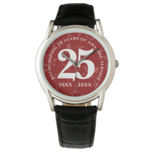 Montre Élégant Marbre Rouge 25 Anniversaire du Travail
