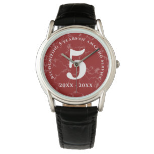Montre Élégant marbre rouge 5 ans de travail Anniversaire