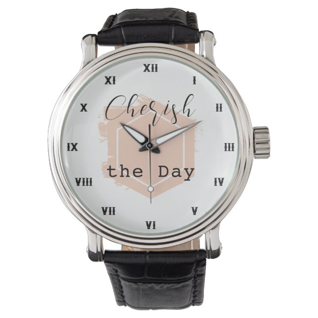 Montre Elegant Minimalistic Blush Peach Geometric Black   (devant)