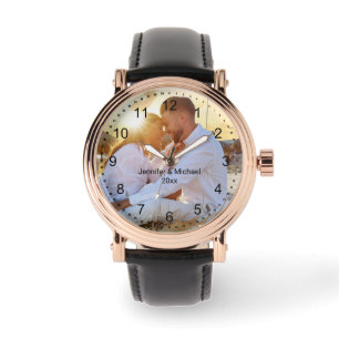 Montre élégant moderne minime photo couple personnalisée