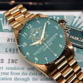 Montre Elegant Monogram green and gold Couple names
