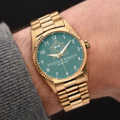 Montre Elegant Monogram green and gold Couple names