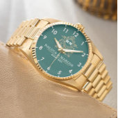 Montre Elegant Monogram green and gold Couple names